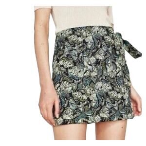 ZARA Jacquard Skirt Women Medium Bow Mini Sea Green Preppy Feminine Academia
